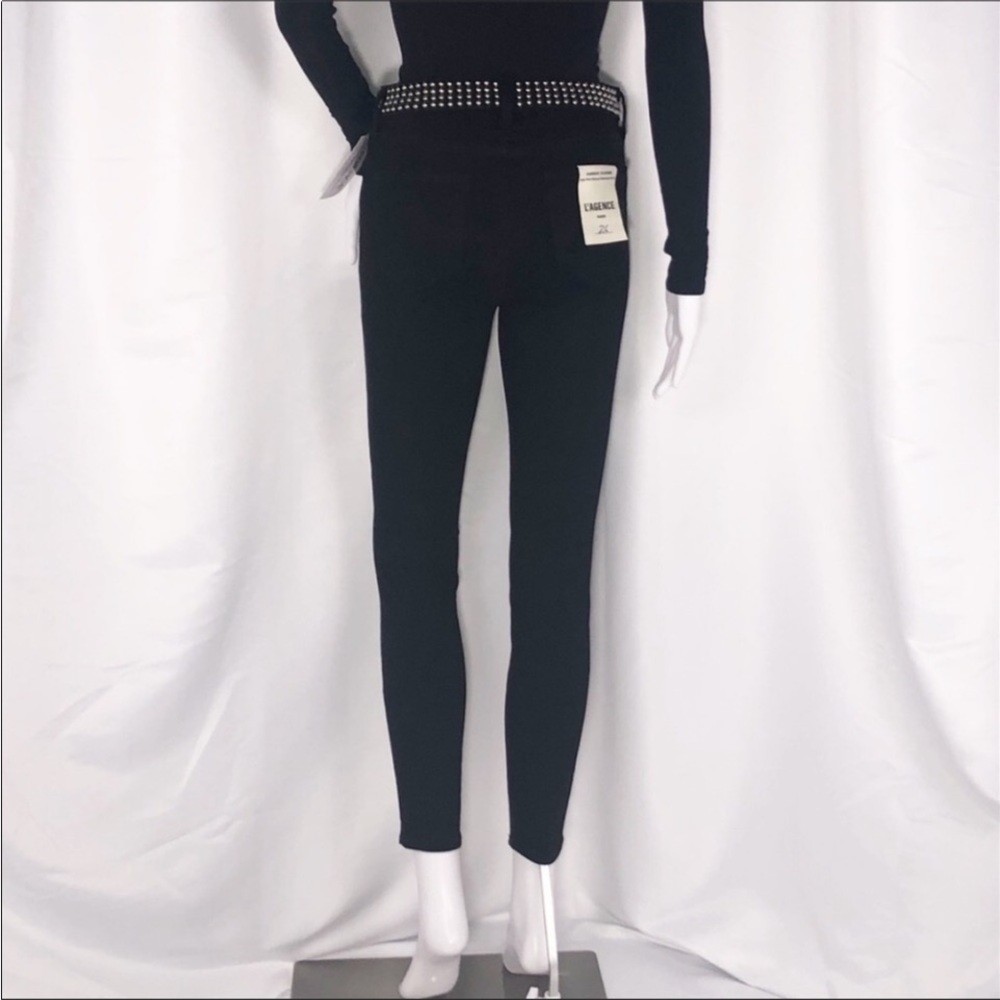 L’Agence Black Margot Studded Trim High Rise Stretch Fit Skinny Ankle Jeans Sz26 - Picture 9 of 16